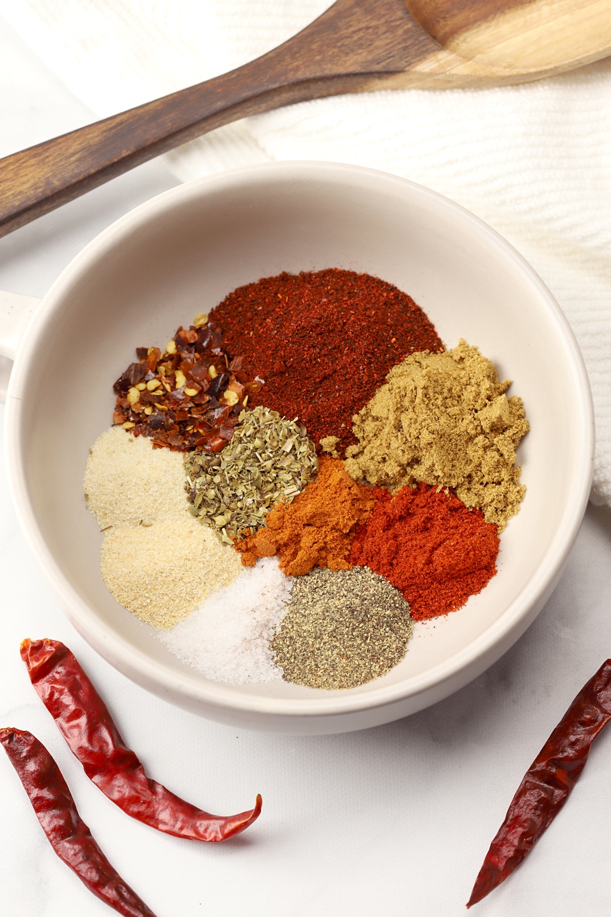 A bowl filled with various spices.