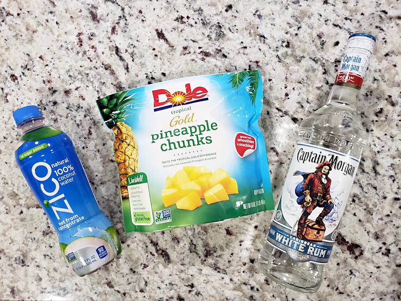 Ingredients to make pineapple rum slush.