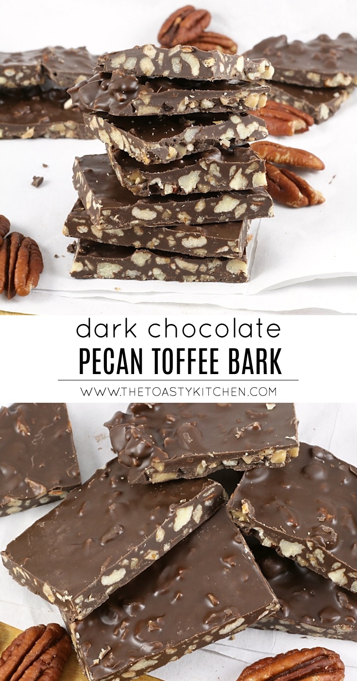 Dark Chocolate Pecan Toffee Bark by The Toasty Kitchen