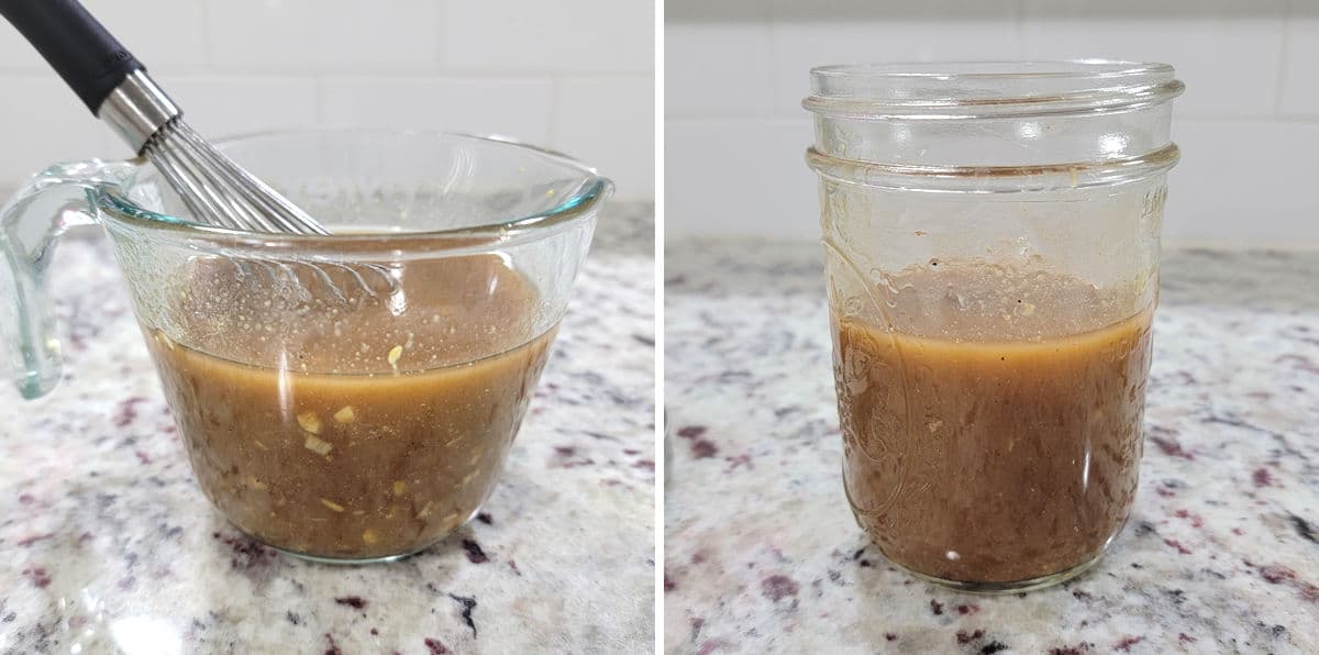 Making balsamic vinaigrette in a glass bowl versus a glass jar.