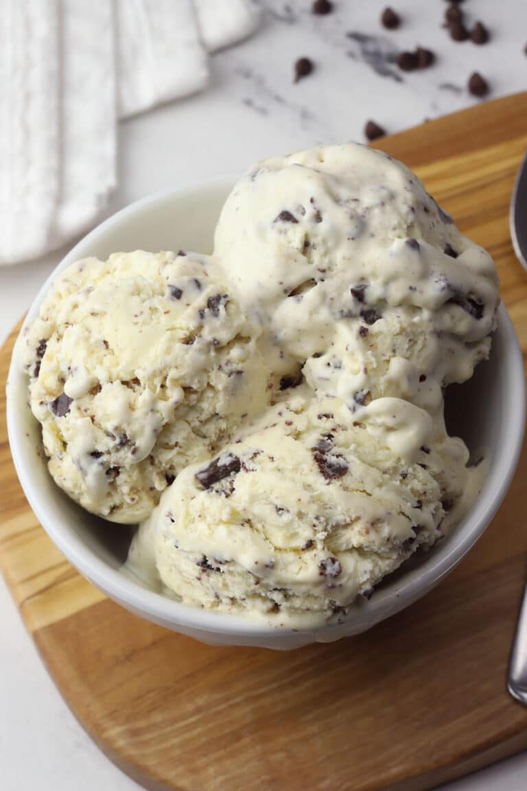 No Churn Mint Chocolate Chip Ice Cream - The Toasty Kitchen