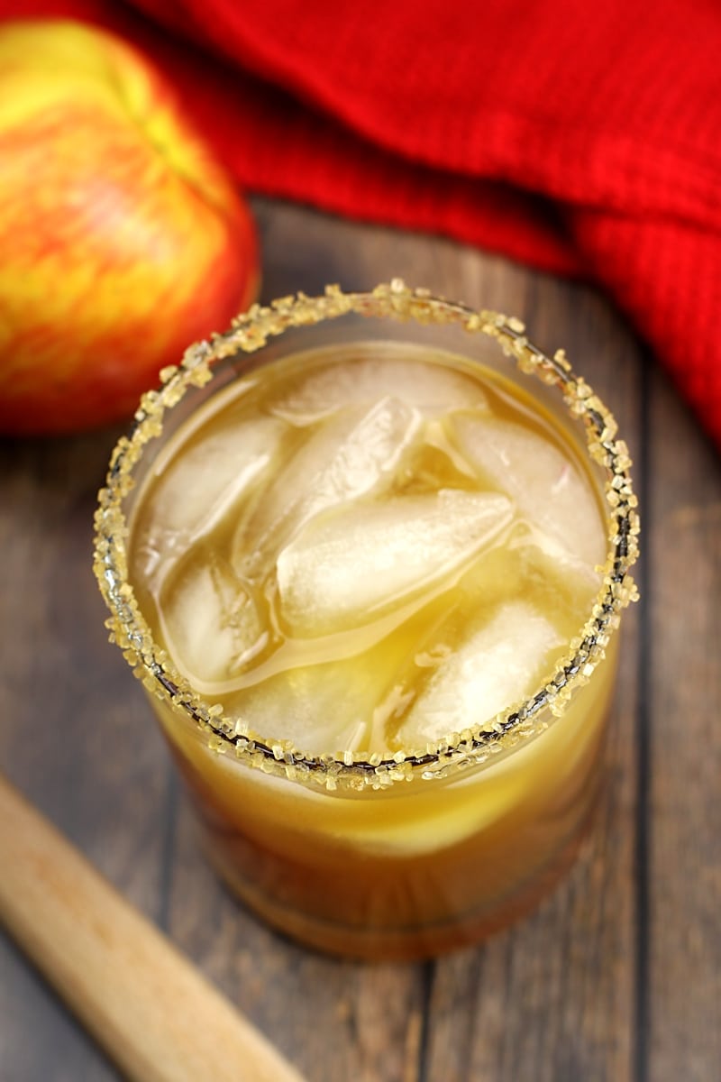 Sugar rim on an apple pie cocktail.