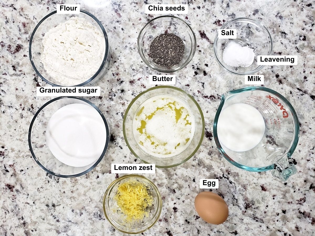 Ingredients to make muffins.