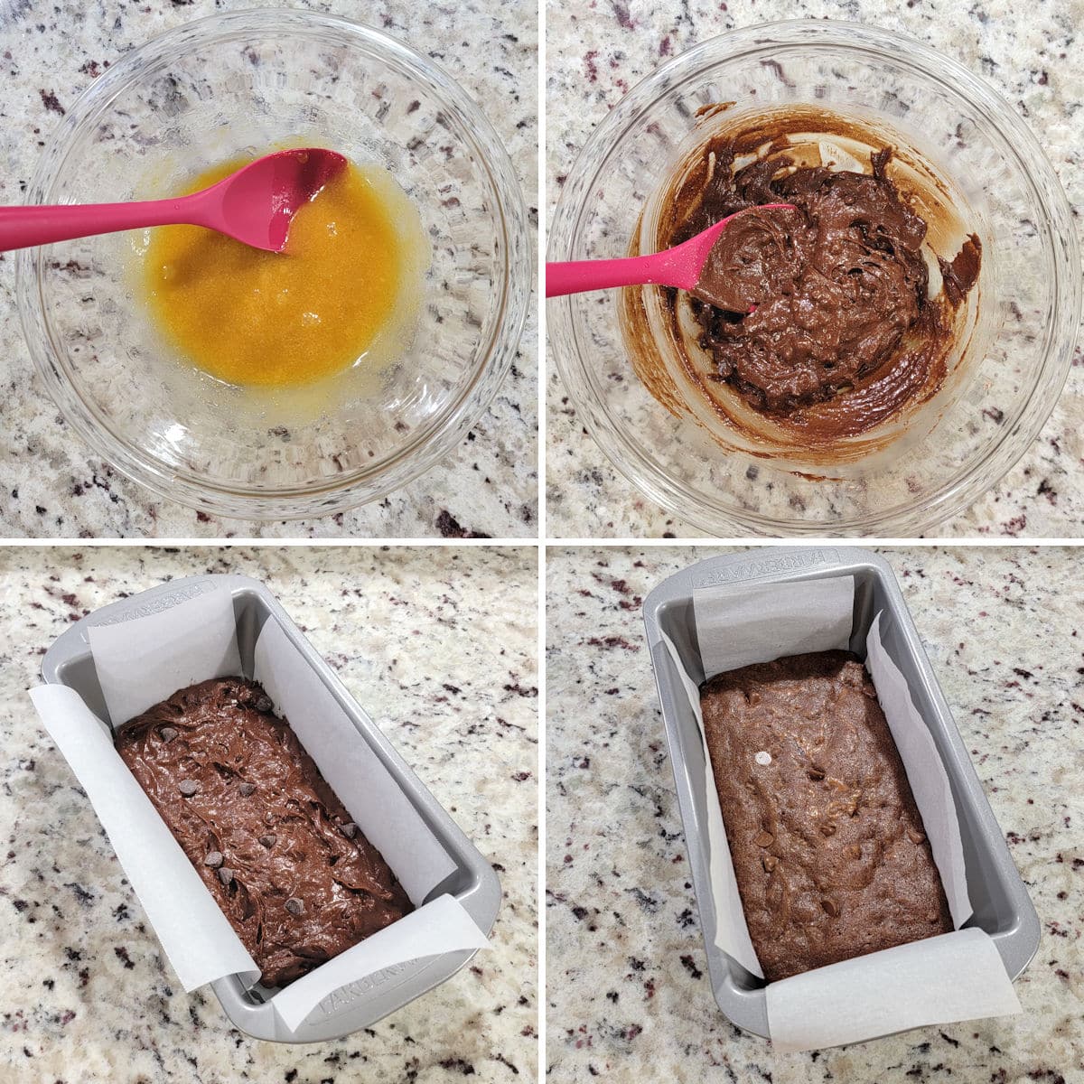 Making small batch brownies in a loaf pan.