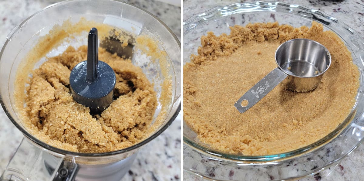 Making a homemade graham cracker crust.