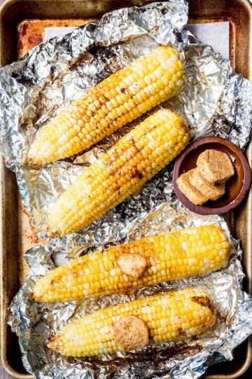 Grilled Corn in Foil with BBQ Compound Butter