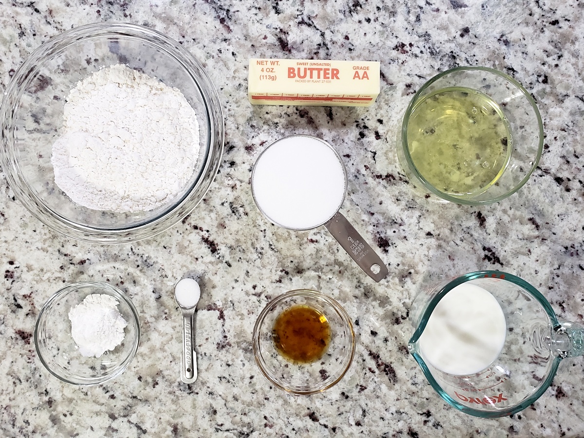 Ingredients to make cupcakes.