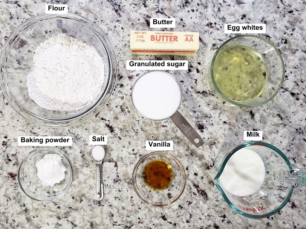 Ingredients to make cupcakes.