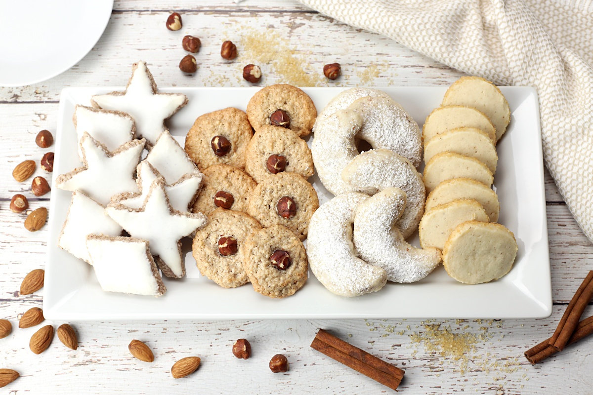 Serving plate filled with German cookies.