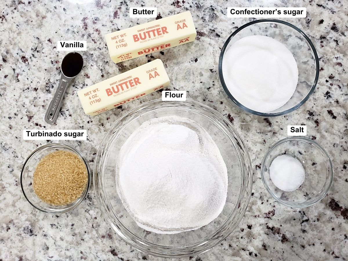 Ingredients for heidesand cookies.