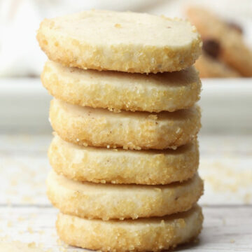 Stack of shortbread cookies.