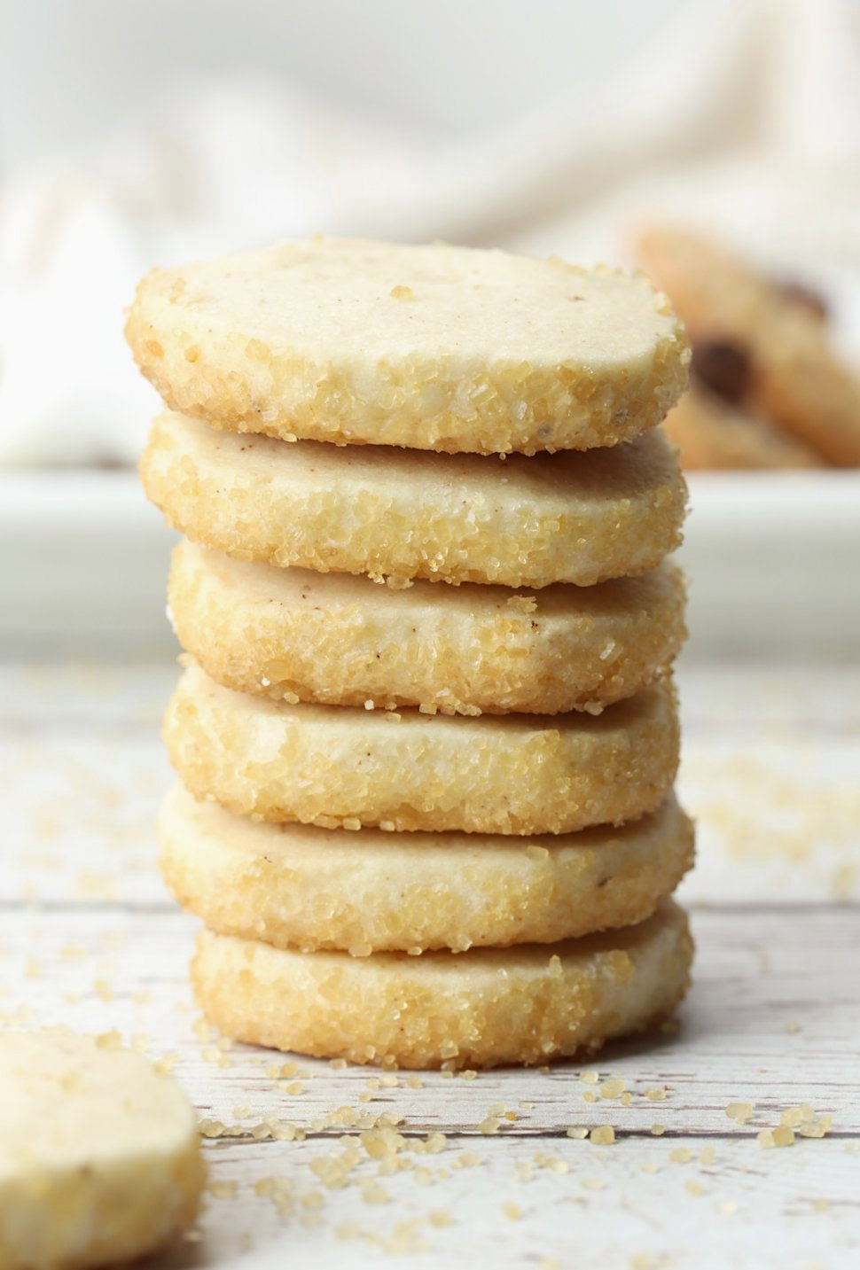 Stack of shortbread cookies.