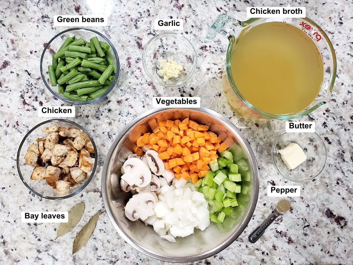 Ingredients for chicken vegetable soup.