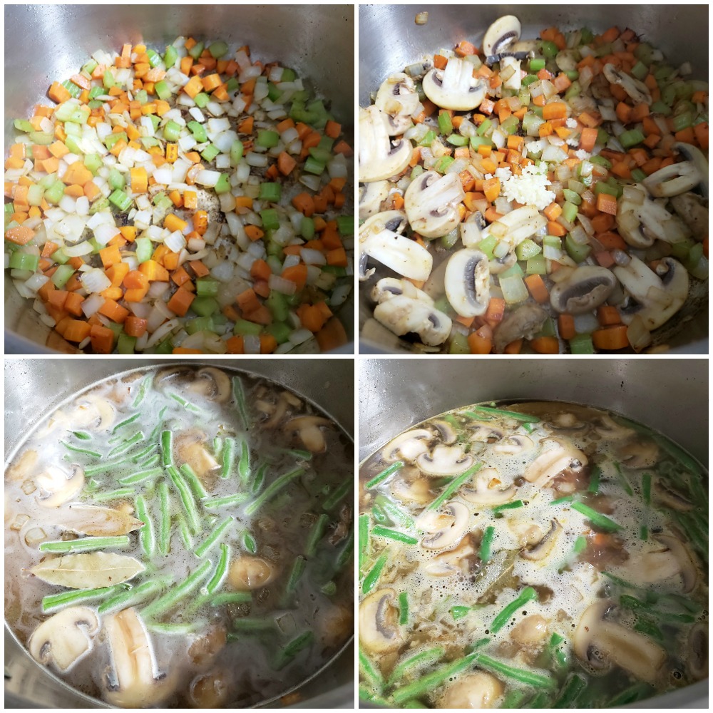 Cooking vegetables for soup.