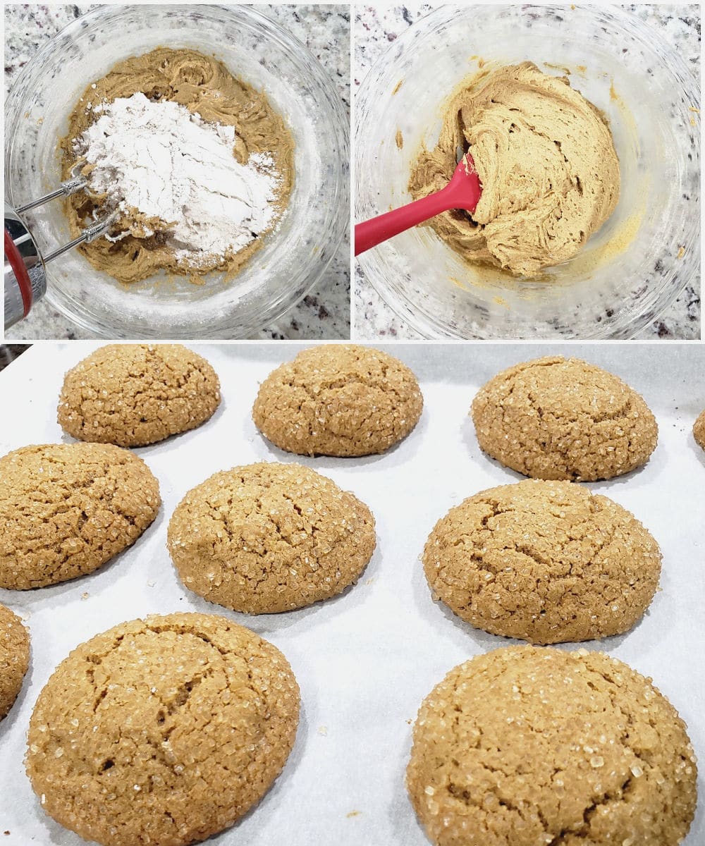 Making soft molasses cookies.