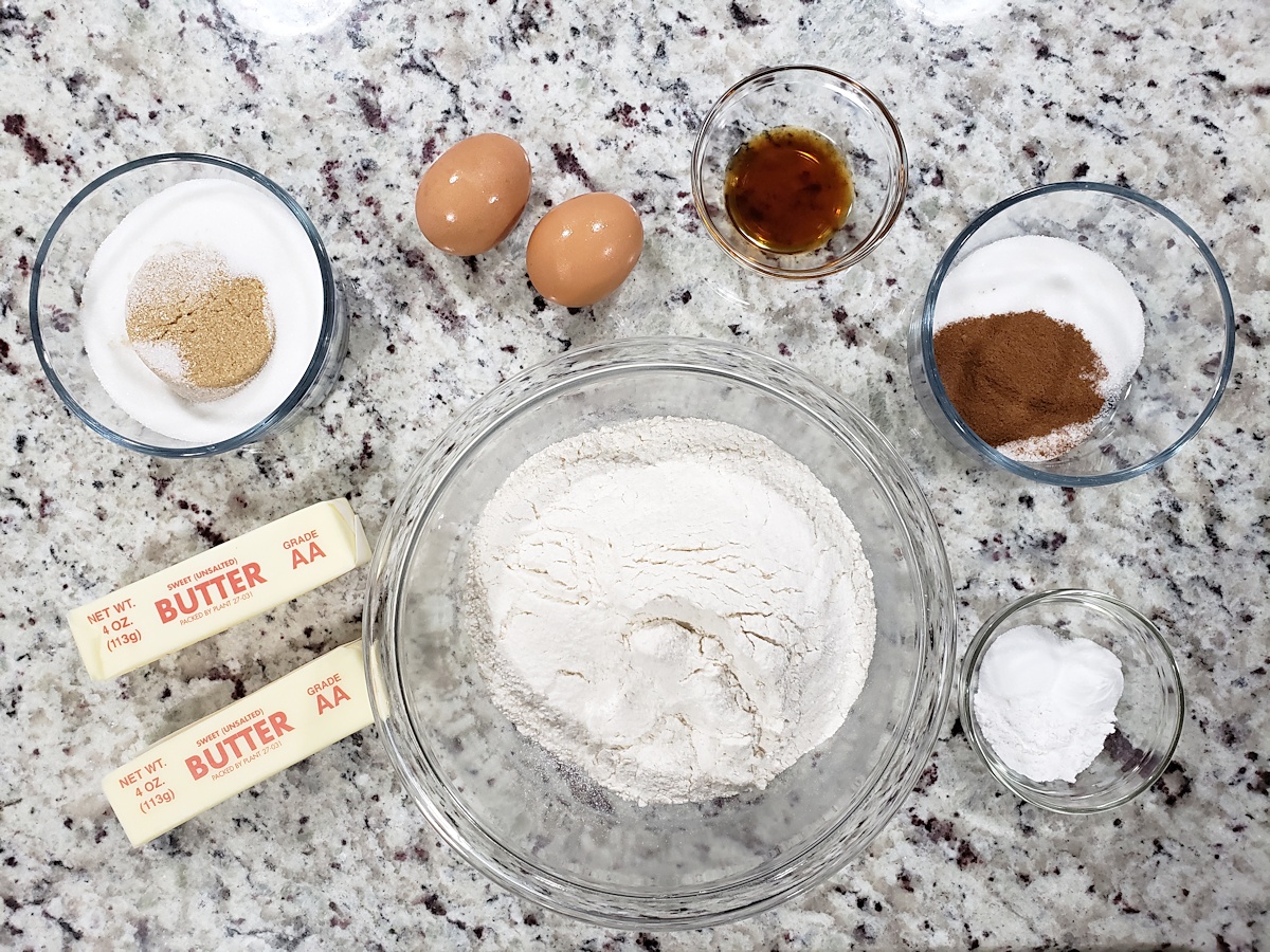 Ingredients for snickerdoodle cookies.