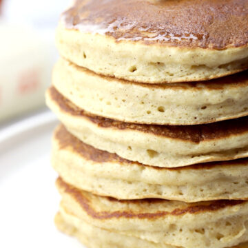 Close up of the sides of cooked pancakes.