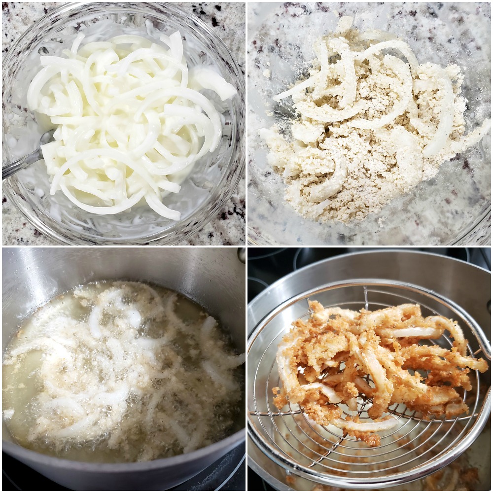 Frying onions in oil.