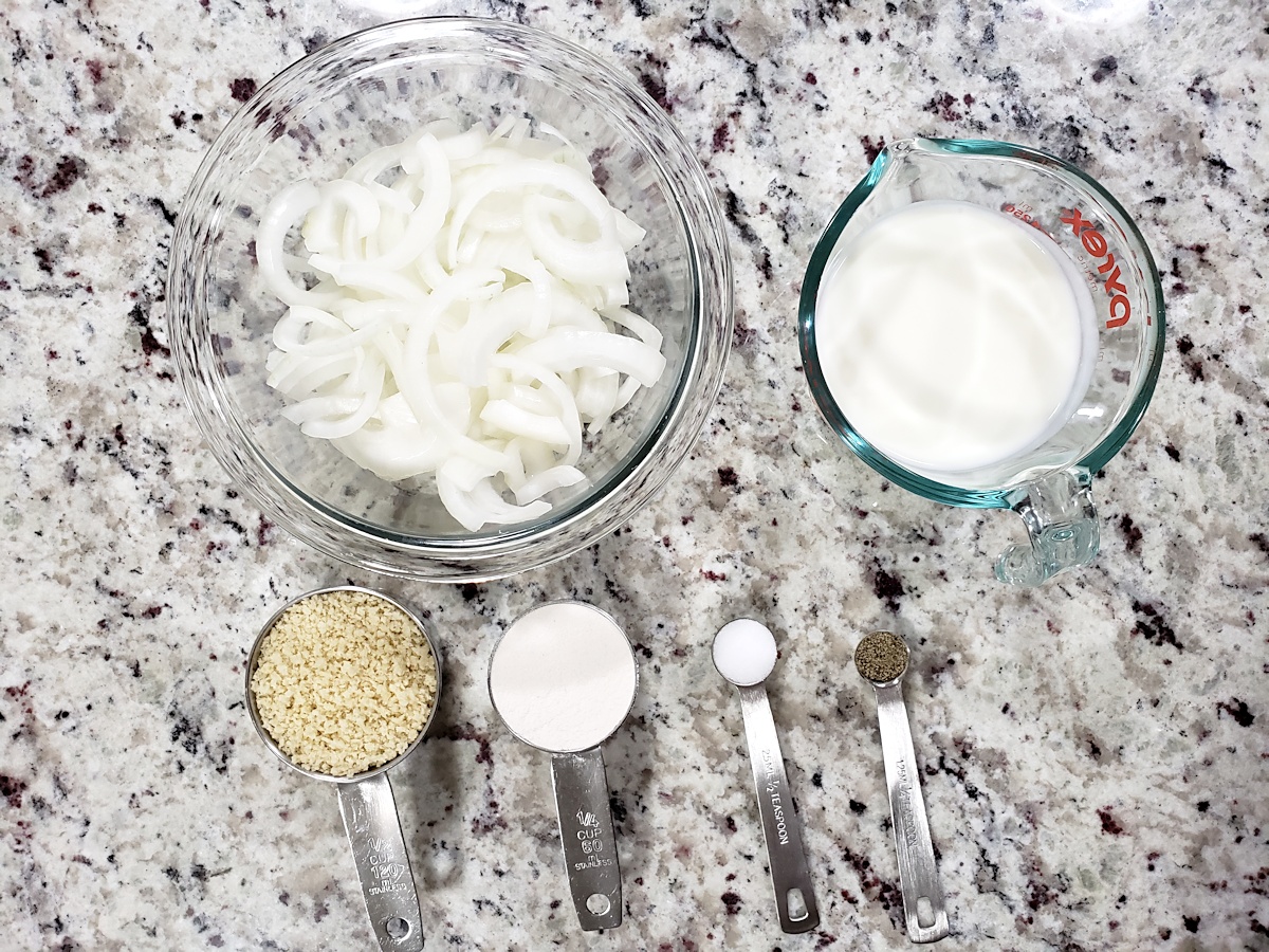 Ingredients to make fried onion topping.