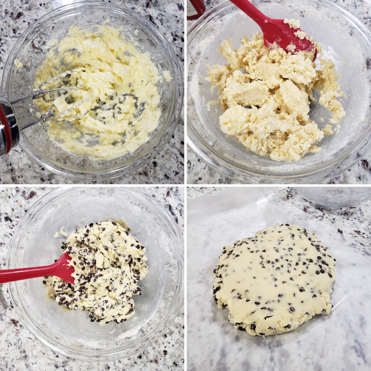 Mixing shortbread cookie dough.