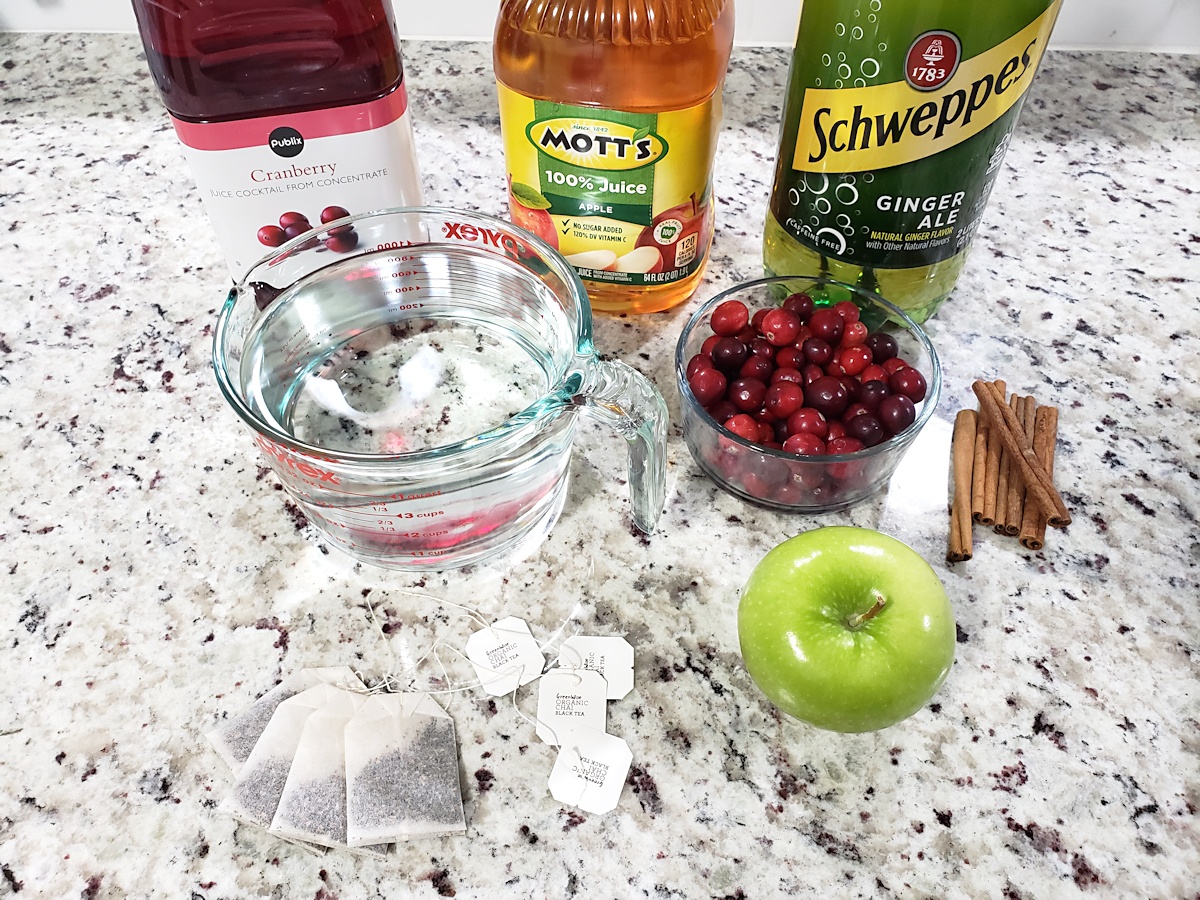 Ingredients for Christmas Punch.
