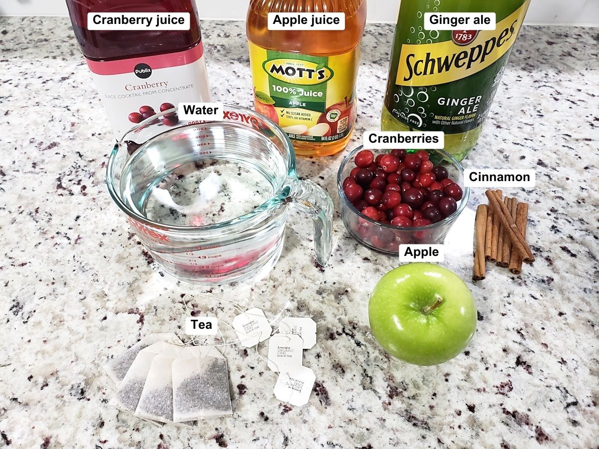 Ingredients for Christmas Punch.