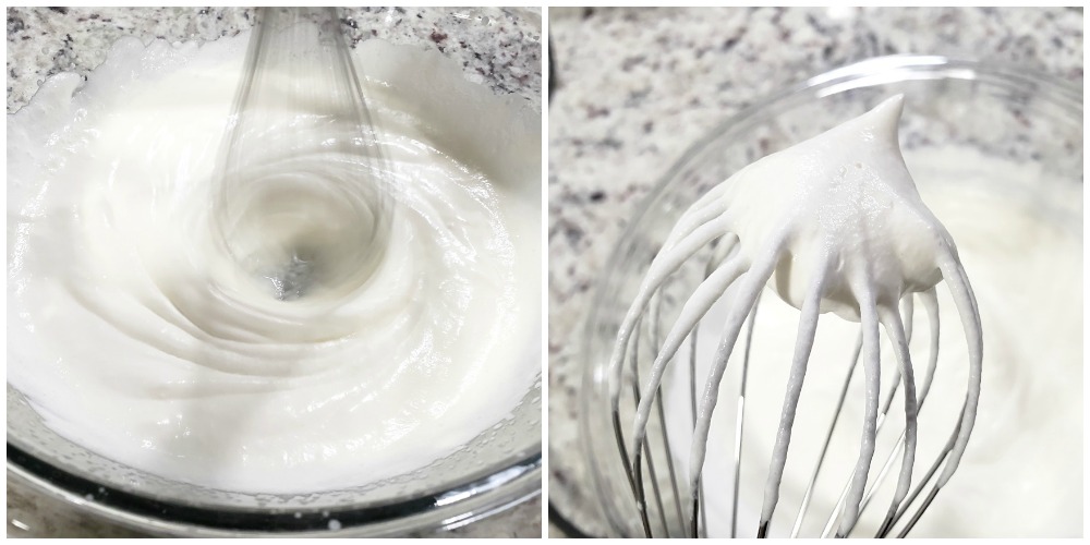 Whipping cream with a whisk.