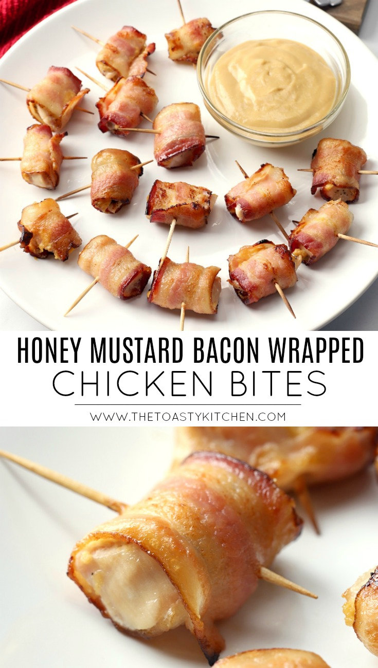 Honey Mustard Bacon Wrapped Chicken Bites by The Toasty Kitchen