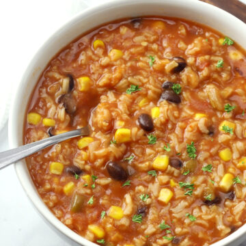 Beans and rice taco soup recipe.