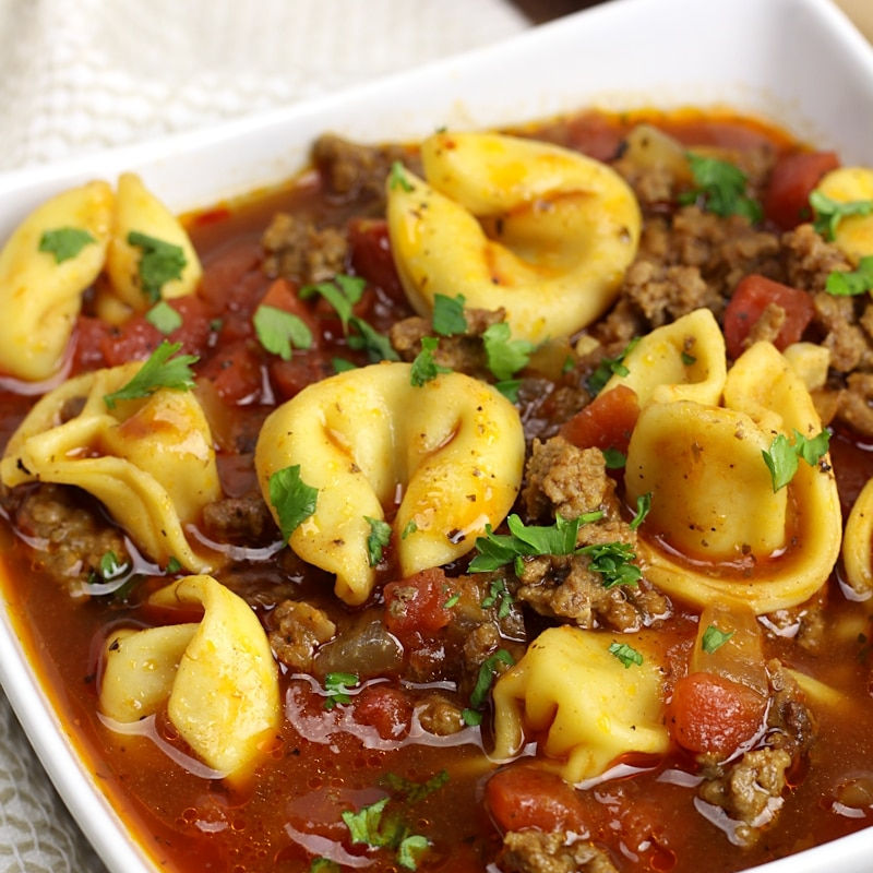 One Pot Beef Tortellini Soup - The Toasty Kitchen