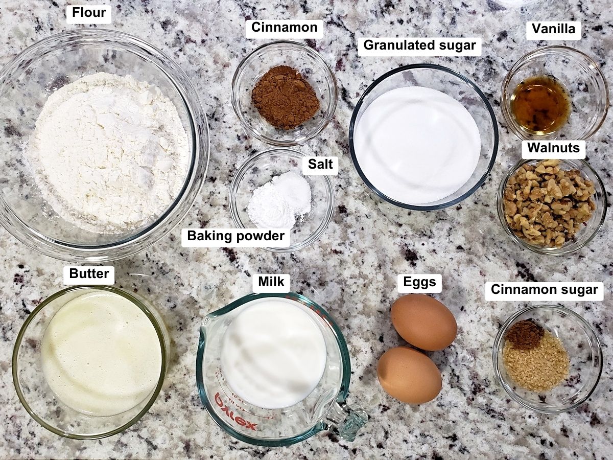 Ingredients in glass bowls.