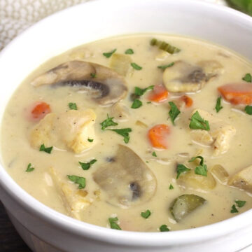 Creamy chicken mushroom soup recipe.