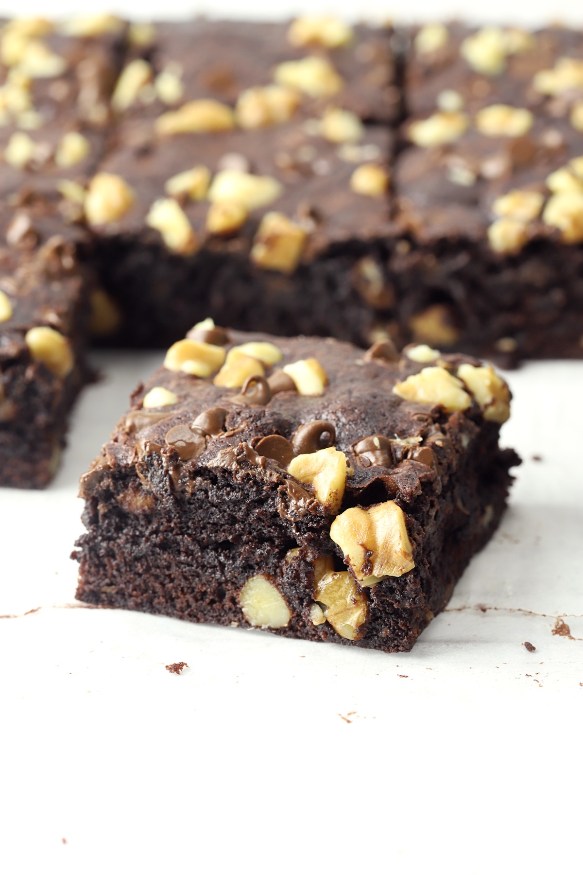 A brownie filled with walnuts.