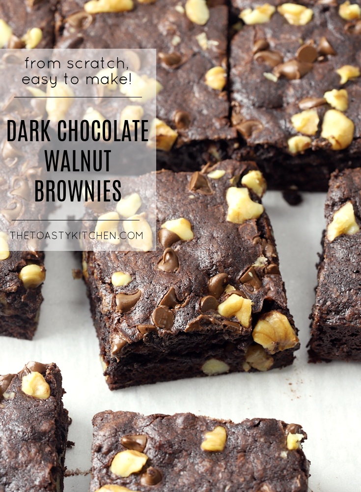 Dark Chocolate Walnut Brownies by The Toasty Kitchen