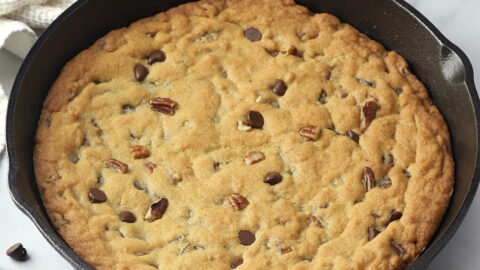 Cast Iron Skillet Cookie with Homemade Pink Frosting Recipe