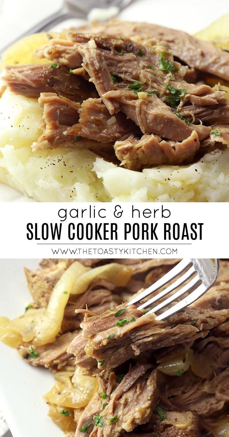 Garlic & herb slow cooker pork roast recipe.