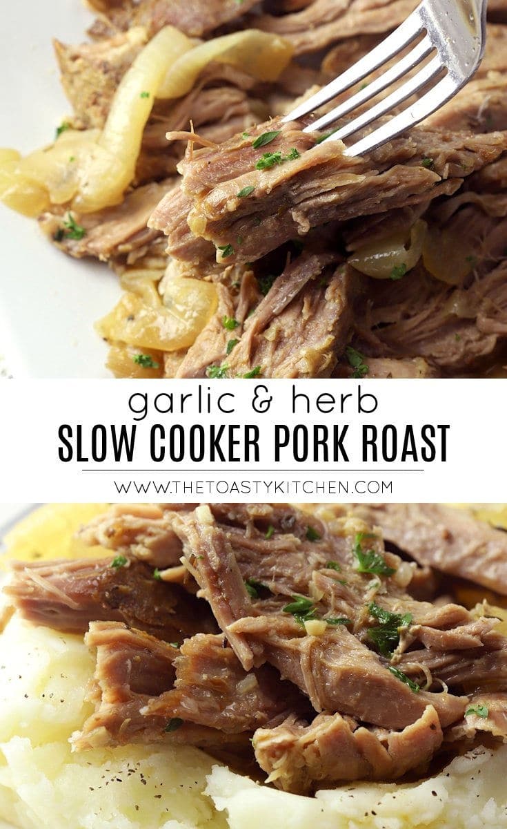 Garlic & herb slow cooker pork roast recipe.