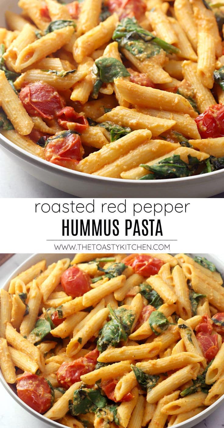 Roasted red pepper hummus pasta recipe.