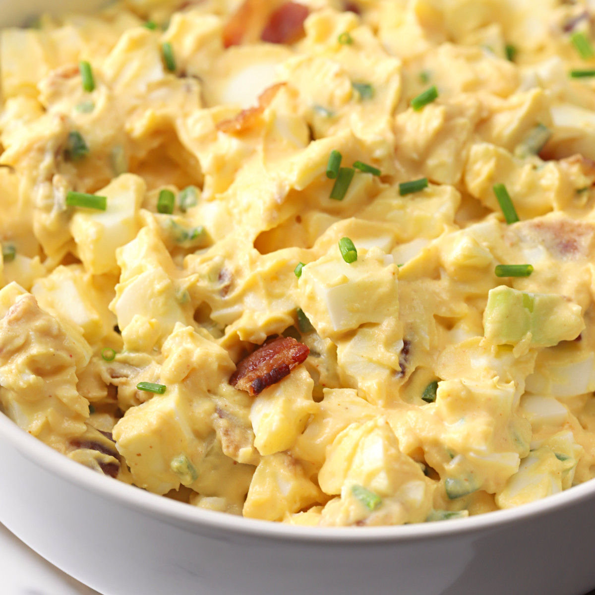 Deviled Egg Salad with Bacon and Tomtaoes