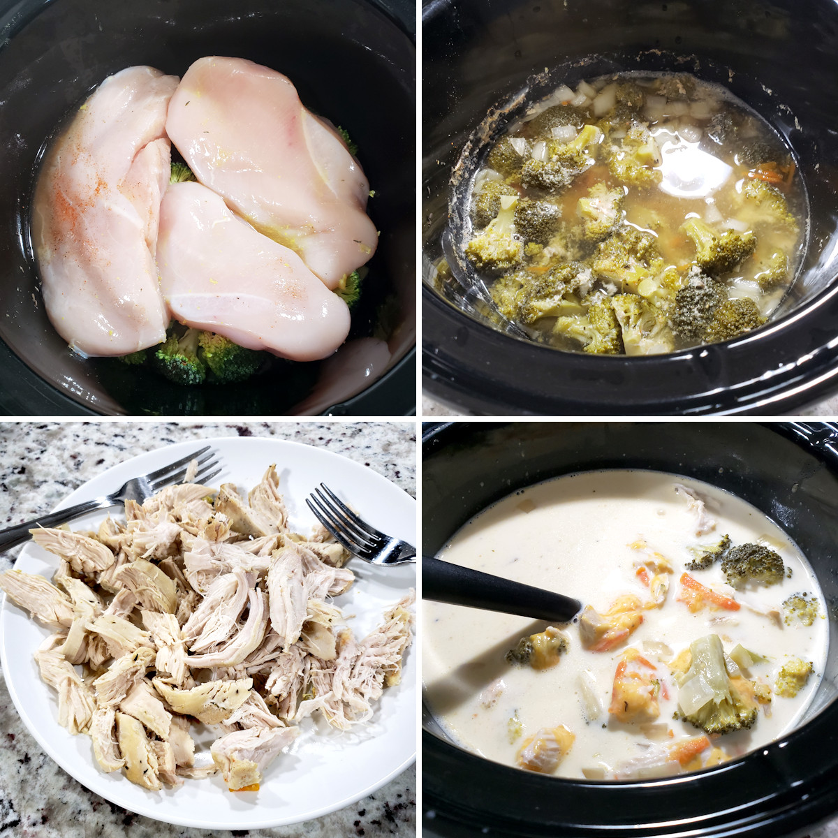 Cooking chicken soup in slow cooker.