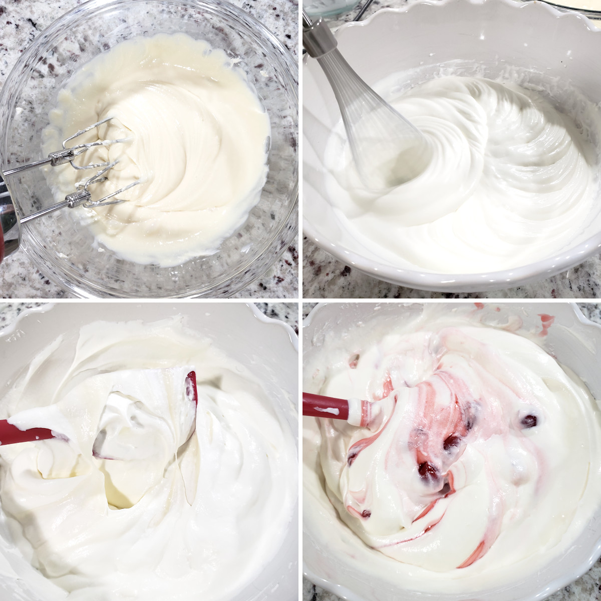 Mixing no churn ice cream ingredients together.