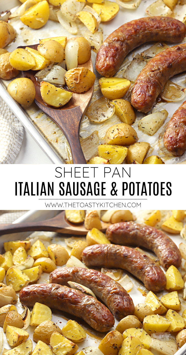 Sheet pan Italian sausage and potatoes recipe.
