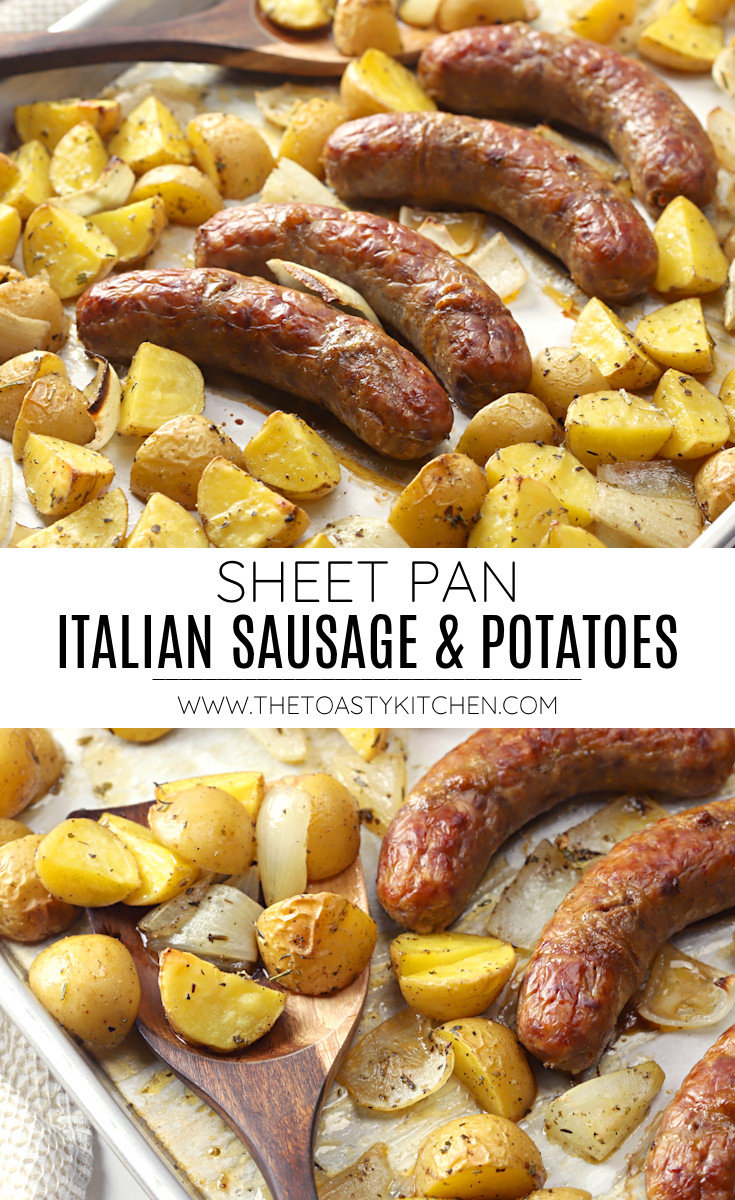 Sheet pan Italian sausage and potatoes recipe.