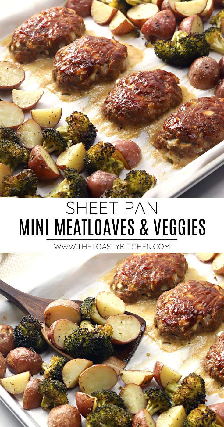 Sheet pan mini meatloaves and veggies recipe.