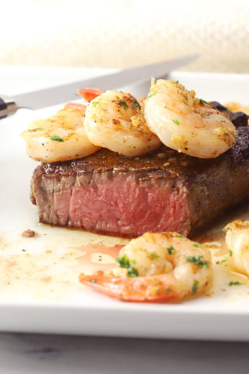 Filet Mignon and Garlic Shrimp - Surf and Turf - The Toasty Kitchen