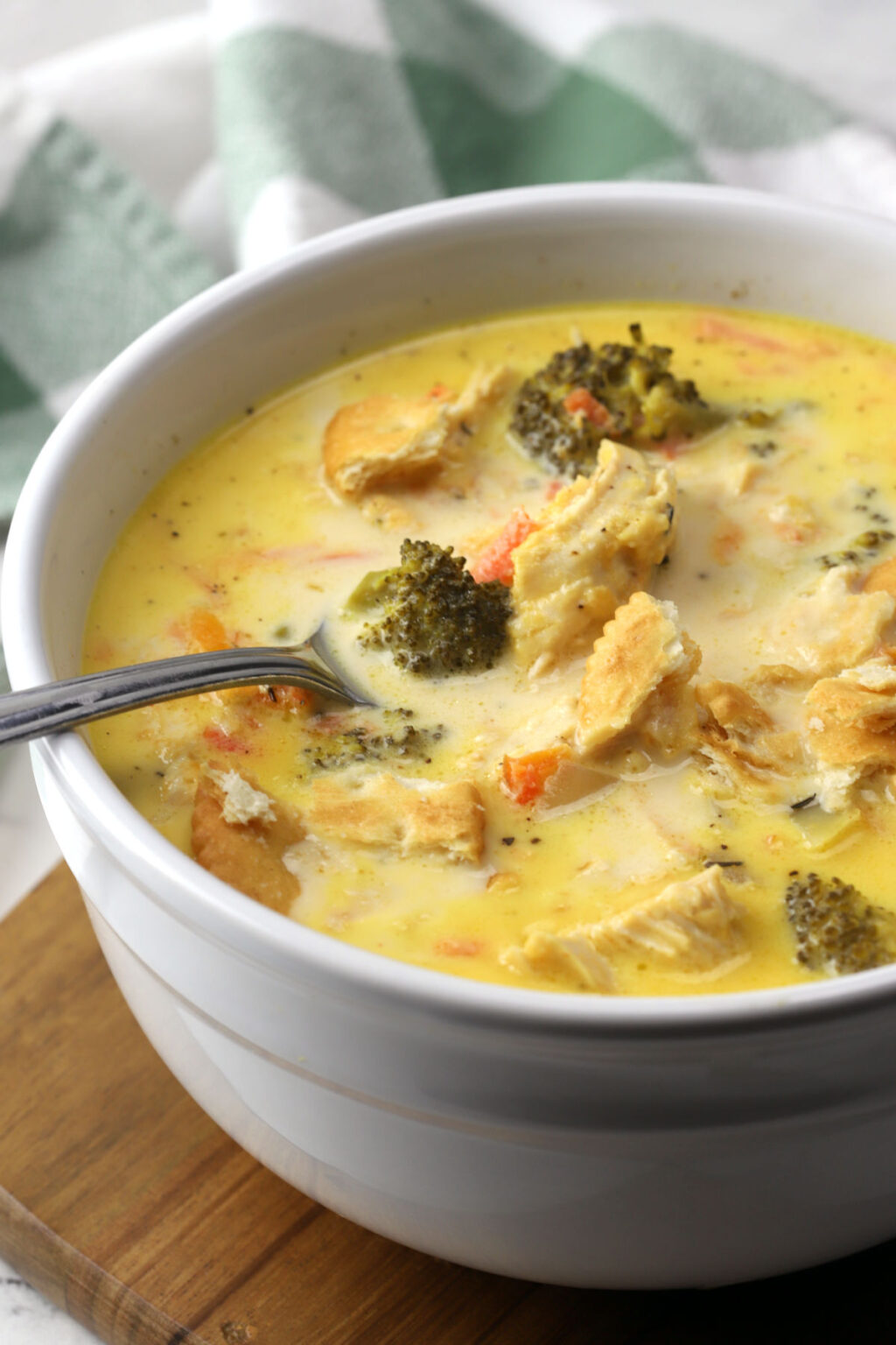 Slow Cooker Chicken Broccoli Cheese Soup - The Toasty Kitchen