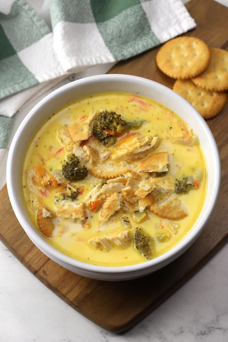 Slow Cooker Chicken Broccoli Cheese Soup - The Toasty Kitchen