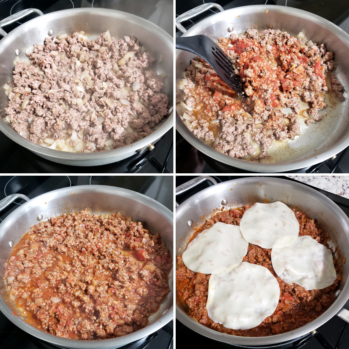 Making italian sloppy joes in a saute pan.