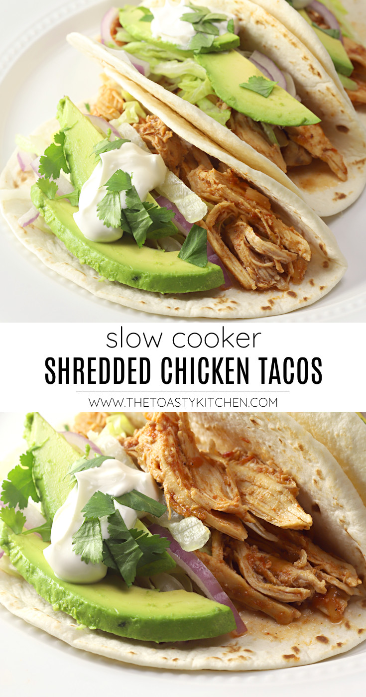 Slow cooker shredded chicken tacos recipe.