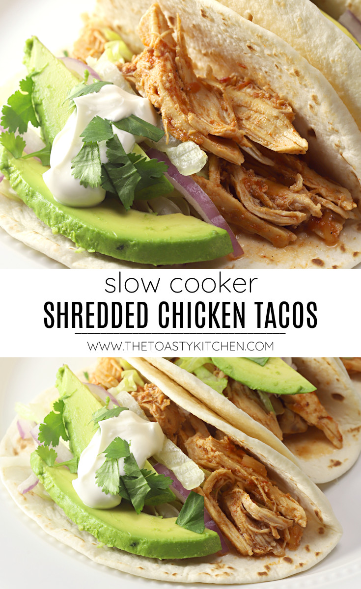 Slow cooker shredded chicken tacos recipe.